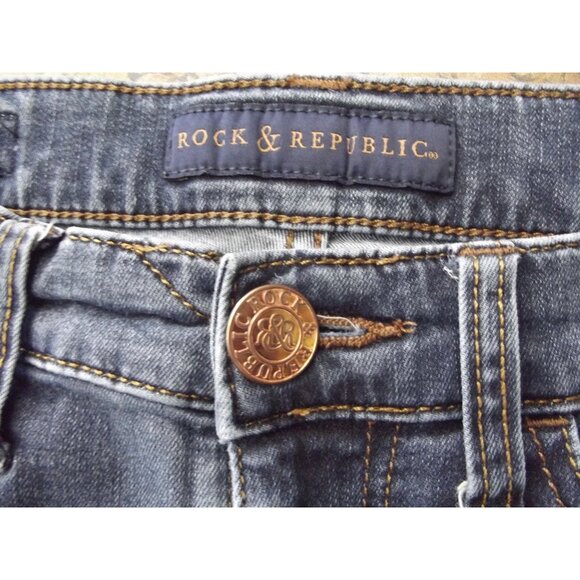 Rock & Republic Berlin Jeans Womens 6x31"stretch skinny tapered distressed holes - Picture 4 of 14
